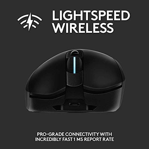Logitech G703 Lightspeed Wireless Gaming Mouse W/Hero 25K Sensor, PowerPlay Compatible, Lightsync RGB, Lightweight 95G+10G Optional, 100-25, 000 DPI, Rubber Side Grips - Black (Renewed) 5