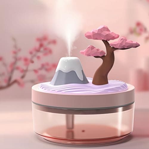 ShunChengFa Landscape Night Light Humidifier with 2 Mist Modes, 320mL Large Tank Whisper-Quiet for Baby/Nursery/Office, Portable Mini Air Moisturizer