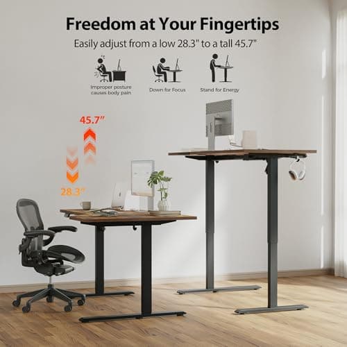 Agilestic Electric Standing Desk, L-Shaped 55 Inches Height Adjustable Desk, Sit and Stand up for Work Office Home, Ergonomic Rising Computer Table for Home Office with Splice Board, Rustic Brown 6