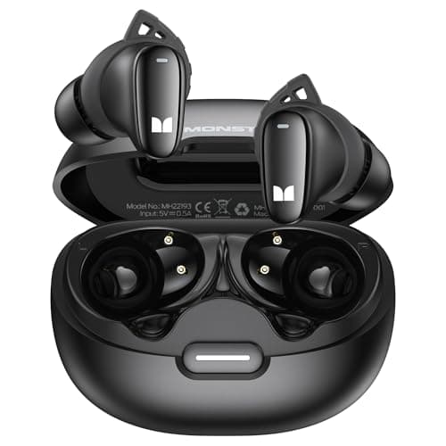 Monster N-Lite 206 Wireless Earbuds Bluetooth 5.4 in Ear Headphones, Bluetooth Ear Buds Built-in Microphone, Touch Control, Comfortable Fit, USB-C Fast Charging, IPX6 Waterproof, 25H Playtime, Black