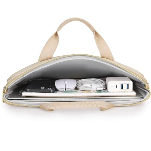DOMISO 15.6 inch Laptop Case Sleeve Protective Cover Compatible with MacBook Pro 16 M4 M3 M2/Pro Max,15.6-16 inch HP Dell ASUS Lenovo Chromebook,Waterproof Computer Bag with Shoulder Strap,Beige 7
