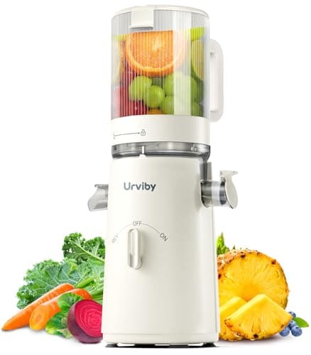 Juicer Machines, 2-in-1 Cold Press Juicer for Juice & Sorbet, suit for Vegetable and Fruit with 5-Inch Wide Chute, Powerful Masticating//High-Yield High Nutrients/Rev Mode/Easier Clean (Off-white)