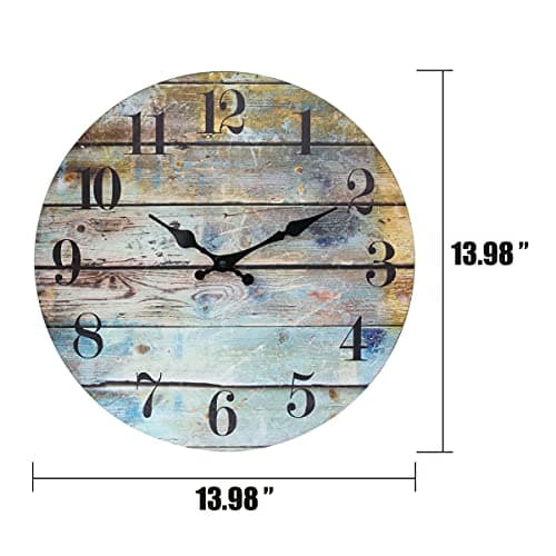 Stonebriar Vintage Farmhouse Wooden 14 Inch Round Battery Operated Hanging Wall Clock 5