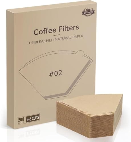 Weenkilly #2 Cone Coffee Filters,200 Count Premium Coffee Filter,2-6 Cup,Disposable Coffee Filters for Drip Coffee Makers and Pour Over (200, Brown)