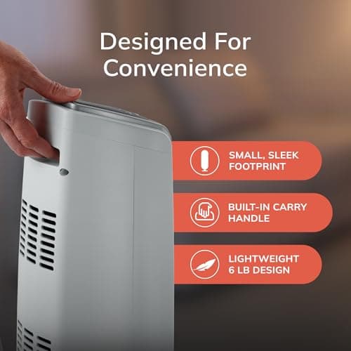 Lasko Oscillating Ceramic Tower Space Heater for Home with Overheat Protection, Timer, 22.5 Inches, Silver, 1500W, 5775 6