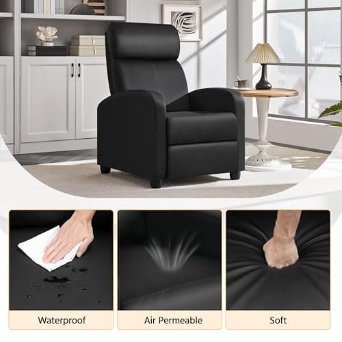 Yaheetech Recliner Chair PU Leather Recliner Sofa Home Theater Seating with Lumbar Support Overstuffed High-Density Foam & Pocket Springs, Push Back Recliners Armchair for Living Room 6