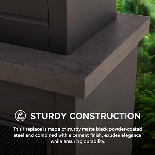 SUNJOY Outdoor Fireplace with Wood Storage and Chimney, Steel Metal Wood Burning Fire Pit with Mesh Spark Screen Door & Fire Poker, Fireplace Tool and PVC Cover, for Patio Garden Deck Backyard, Brown 6