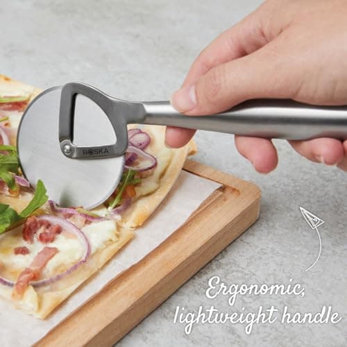 Boska Stainless Steel Pizza Cutter - Copenhagen Multifunctional Pizza Wheel Cutter - Handheld Food Slicer - Silver Non-Stick Adjustable Roller - Dishwasher Safe - For Kitchen Cooking 6