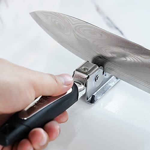 Knife Sharpener,Jonurphy Kitchen Knife Sharpeners,Rotating Steel Wheel Sharpening Discs,Manual Knife Sharpening Tool for Kitchen,Home 5