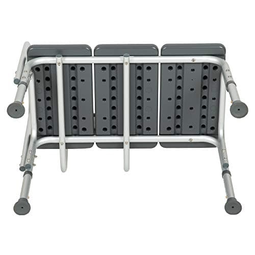 Flash Furniture HERCULES Series 300 Lb. Capacity Adjustable Gray Bath & Shower Transfer Bench with Back and Side Arm 14
