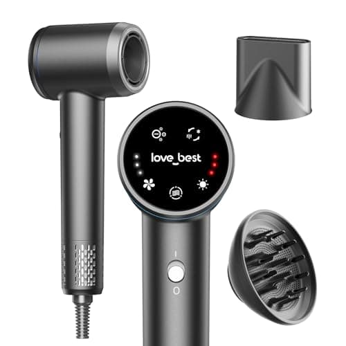 Hair Dryer, Professional Ionic Hair Dryer for Fast Drying, Low Noise, Lightweight, 600 Million Negative Ions High-Speed Hair Blow Dryer with Diffuser for Curly Hair Women, Men, Home, Travel, Salon