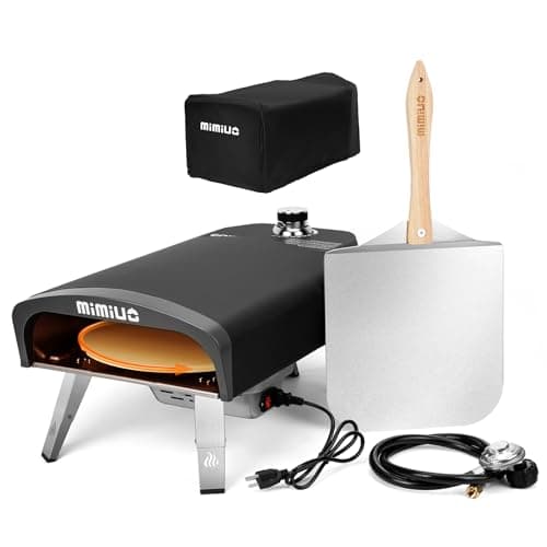 Mimiuo Outdoor Gas Pizza Oven with Automatic Rotating Pizza Stone - 14 Inch Portable Propane Pizza Ovens for Outside - Professional Pizza Grilling Stove for Outdoor Kitchen - Global Patent
