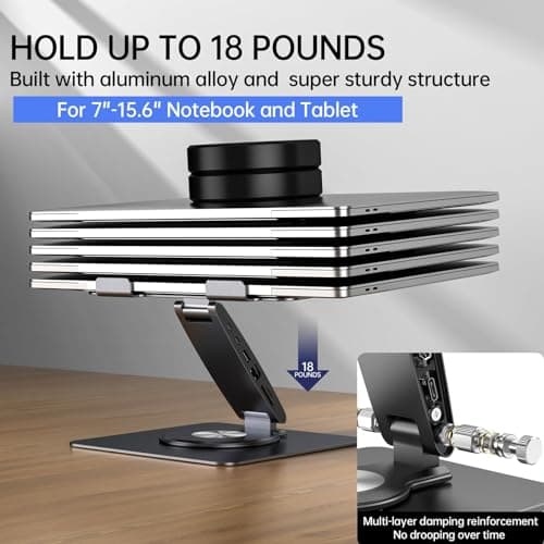 Laptop Docking Station for MacBook Pro/Air/Dell/HP/Surface HC 11-in-1 USB C Hub 360°Rotatable Laptop Stand with USB Hub 4K HDMI USB 3.0 PD100W 3.5mm Audio Jack RJ 45 TF/SD Reader Universal Laptop Dock 9