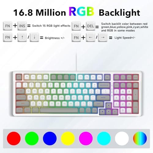HUO JI Z-99 Wired Mechanical Keyboard, Creamy Sound, Hot Swappable Pre-lubed Linear Switches, Gasket Structure with Sound Dampening Foam, RGB Backlit, 99 Keys Custom Gaming Keyboard for PC/Mac,Gray 5