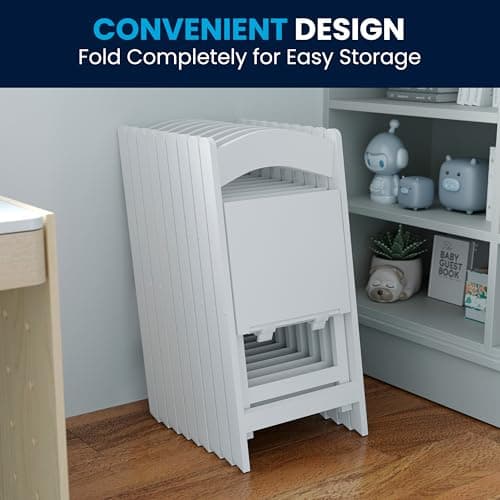 Flash Furniture HERCULES Kids White Resin Folding Chair with White Vinyl Padded Seat 10