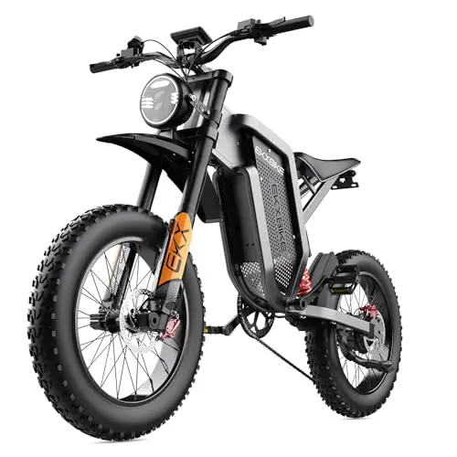 EKXBIKE X21 Electric Bike for Adults 2000W 35AH Samsung Battery Mountain Motorcycle Men Snow Electric Bike, 30MPH +, 7 Speed, Hydraulic Oil Brake, 20 Inch * 4.0 Off-Road Tire Electric Bicycle Adult
