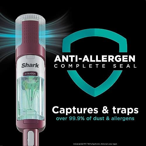 Shark HZ3000 Stratos Ultralight Corded Stick Vacuum with DuoClean PowerFins HairPro, Self-Cleaning Brushroll, & Odor Neutralizer Technology, Red Plum (Renewed) 8