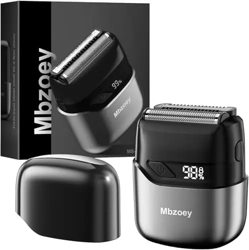 Mbzoey Mini Electric Razor for Men:Foil Shavers for Men, IPX7 Waterproof Cordless Razor with LED Display & Fast Charge - End High - Micro-Comb Technology & Precision Blades