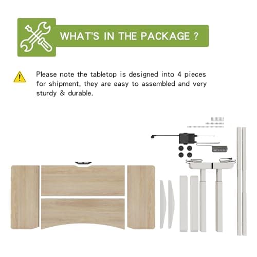 Radlove Dual Motors Height Adjustable 63 x 30'' Electric Standing Desk with Curved Design Stand Up Table 4 Memory Keys, Computer Desk with Splice Board Home Office Desk, Oak Top + White Frame 8