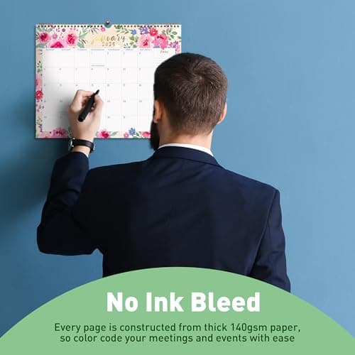 S&O Watercolor Floral Wall Calendar from January 2025-June 2026 - Tear-Off Monthly Calendar - 18 Month Academic Wall Planner - Hanging Organizer to Track for Anniversaries & Appointments - 13.5"x10.5”in 8