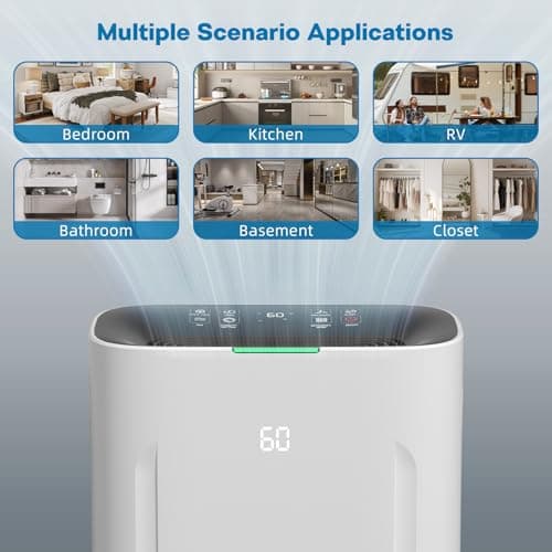 2025Upgraded 5000 Sq.Ft 80 Pint Dehumidifier for Basements with Large 6.5L Water Tank,24H Timer,Child Lock,Defrost,Silent,mold,4 Modes Operation Auto Shut-off 6