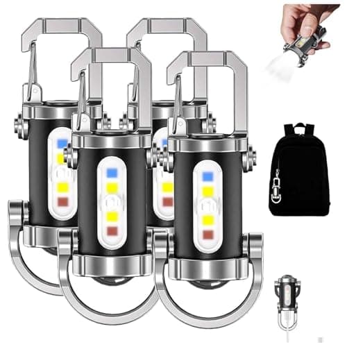 Portable Rechargeable Bright Keychain Flashlight, Mini Keychain Flashlight, 7 Lighting Modes, 1200 Lumens EDC Waterproof Keychains Flashlight