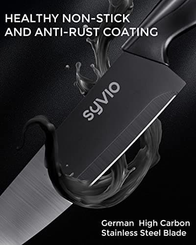 syvio Block Knife Set, 15 Pcs Kitchen Knife Set with Block and Sharpener, with Heavy Poultry Shears and 6pcs Serrated Steak Knives Razor-Sharp, Stainless Steel, Lightweight, Anti-Slip Handle 5