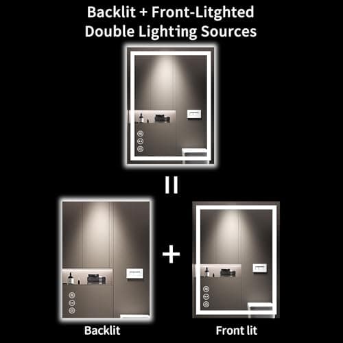 LOAAO 24X32 LED Bathroom Mirror with Lights, Anti-Fog, Dimmable, Backlit + Front Lit, Lighted Bathroom Vanity Mirror for Wall, Memory Function, Tempered Glass, Shatter-Proof, ETL Listed 6