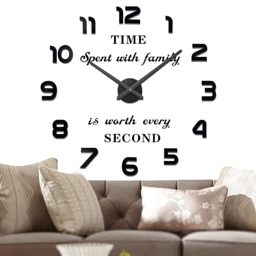 VANGOLD Large Wall Clocks for Living Room Decor, Decorative Wall Clocks Battery Operated (Black Wall Decor)