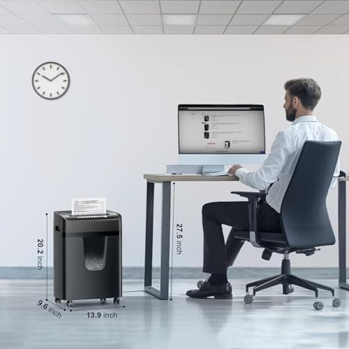 Bonsaii 12 Sheet Paper Shredder for Home Office, Heavy Duty Cross Cut Shredder with 5.5 Gal Pullout Bin, Home Shredder for CDs/Credit Card/Document/Mail, P-4 Security Level 8