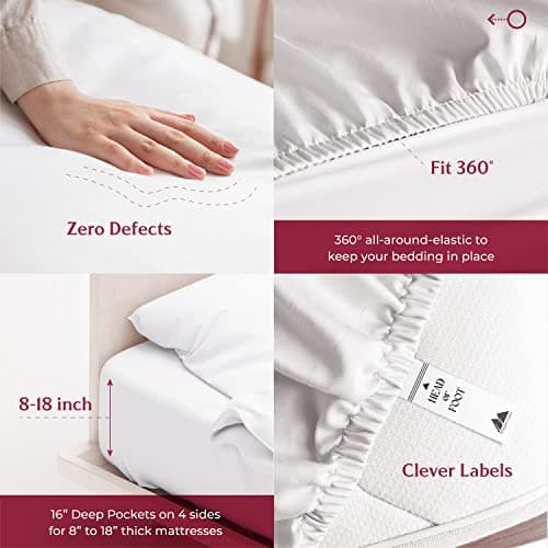 Mayfair Linen Luxury 100% Egyptian Cotton King Fitted Sheet Only - Premium 800 TC Hotel Quality Deep Pocket Cotton Fitted Sheet, Soft, Sateen Weave Bottom Sheet, Fits Mattress up to 18 in - White 6