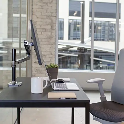Ergotron – LX Monitor Arm, Single Monitor Desk Mount – fits Flat Curved Ultrawide Computer Monitors up to 34 Inches, 7 to 25 lbs, VESA 75x75mm or 100x100mm – Tall Pole, Polished Aluminum 3