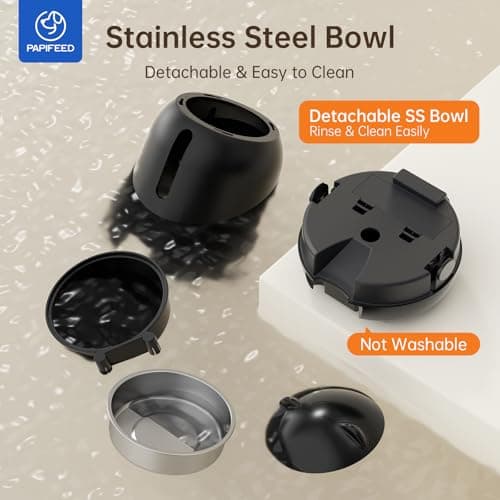 PAPIFEED Automatic Cat Feeder, App-Controlled WiFi Auto Food Dispenser with Dual Power Backup, Slow Feeding Mode, 3L Easy-Clean Feeder for Cats & Small Dogs (Black) 6