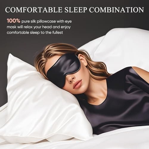 100% Mulberry Silk Pillowcase 22 Momme (SGS Certified) with Free Silk Eye Mask - Luxury Gift-Ready Folded Packaging, Cooling Pillow Cover for Hair & Skin Care (White, Standard (1 Pack)) 6
