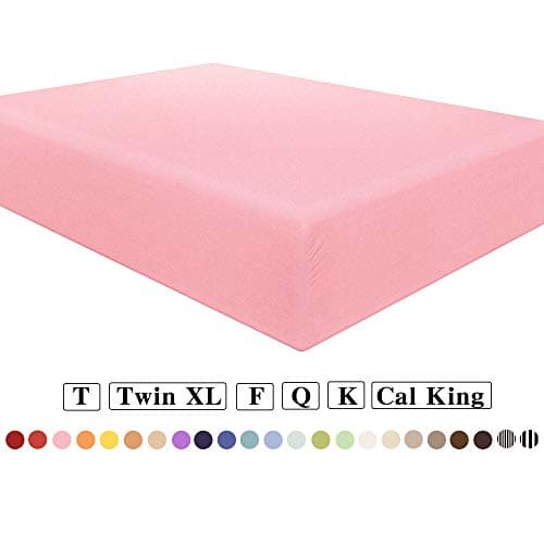 Bedding Twin Fitted Sheet, Bottom Sheet with Deep Pocket - Soft Microfiber - Shrinkage and Fade Resistant - Easy Care -1 Fitted Sheet Only, Pink 5