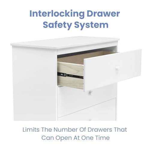 Delta Children Sutton 3 Drawer Dresser with Changing Top and Interlocking Drawers - Greenguard Gold Certified, Bianca White 6