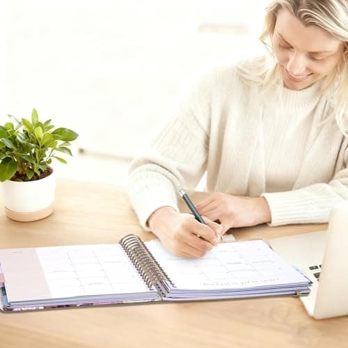 CAGIE 2026 Planner Weekly and Monthly， Jan - Dec 2026 8.3 x 9.3 Inch Hardcover Spiral Bound, 13 Monthly Dividers Tabs, Stickers, Floral Daily Planner​ for Women Perfect 2026 Yearly Calendar Planner​ 6