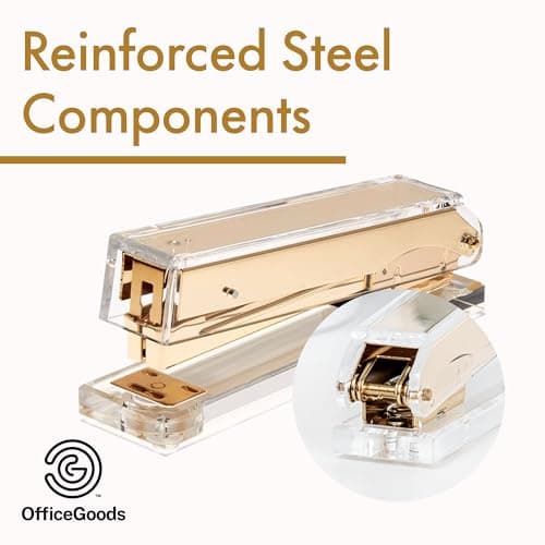 OfficeGoods Acrylic Stapler – Aesthetic & Durable Gold Desk Staple for Modern Office – Stylish & Compact Office Supplies for Women & Men 6