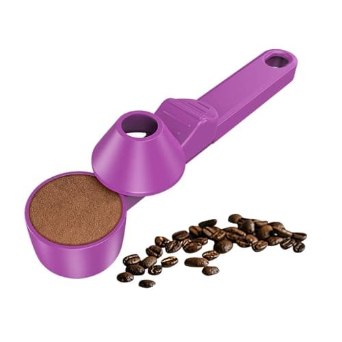 Coffee Scoop & Funnel for Reusable K Cup Refillable Coffee Pods, Coffee Measuring Spoon 2 Tablespoon Capacity, Scoop with Funnel for Ground Coffee, Protein Powder, Tea (Purple, 1 Pack)