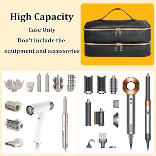 Sambois Travel Carrying Case for Shark Flex Style, Double Layer Storage Case for Shark SpeedStyle Hair Dryer Attachments, Waterproof PU Leather Organizer Bag for Shark Flexstyle Airwrap Styler (Black) 5