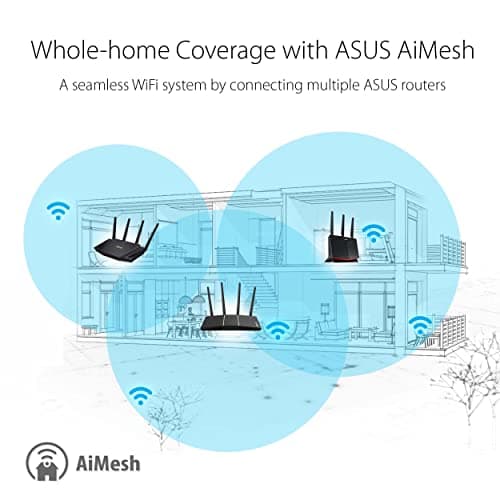 ASUS AX3000 WiFi 6 Router (RT-AX57) - Dual Band Gigabit Wireless Internet Router, Gaming & Streaming, AiMesh Compatible, Included Lifetime Internet Security, Parental Control, MU-MIMO, OFDMA 8