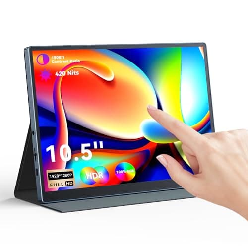 Eyoyo Portable Touchscreen Monitor, 10.5 inch 1920x1280P IPS 10-Point Capacitive Touchscreen HD Display, Small 10 inch USB-C Monitor Compatible with PC Laptop Smartphone Xbox Switch PS4/5