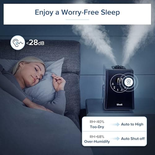 LEVOIT LV600HH 6L Warm and Cool Mist Ultrasonic Humidifier, Rapid Humidification for Bedroom Large Room, Essential Oil Diffuser, Humidity Setting with Built-in Sensor, Auto Mode, Timer, Remote Control 5