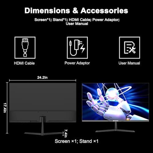 SANSUI Monitor 27 Inch IPS 100Hz Computer Monitor, Built-in Speakers HDR 110% sRGB FHD HDMI RTS/FPS Tilt Adjustable VESA Compatible, for Game and Office (HDMI Cable Included) 9