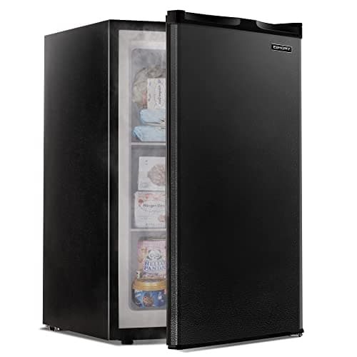 Euhomy Upright freezer, 3.0 Cubic Feet, Single Door Compact Mini Freezer with Reversible Door, Small freezer for Home/Dorms/Apartment/Office (Black)