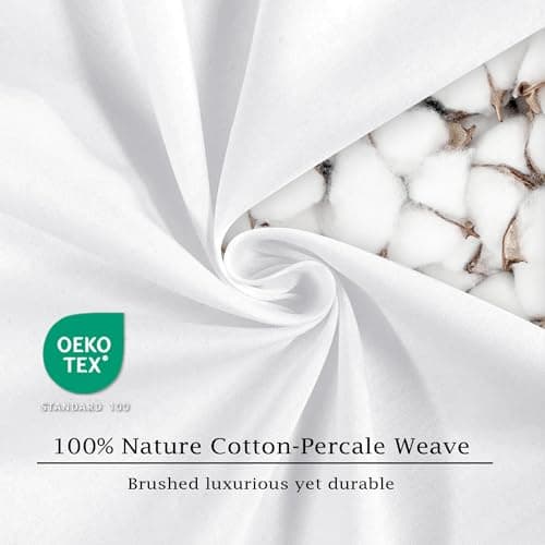 FreshCulture Pure Cotton Fitted Sheets Queen Size, 300 Thread Count Percale Sheets for Queen Size Bed, Soft & Breathable Cotton Sheets, Luxury Size Fitted Sheet Only (White) 6