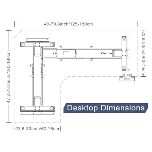Fromann Adjustable 3 Legs Standing Desk Frame Base Electric Corner Sit-Stand Desk for Home and Office (Black) 6