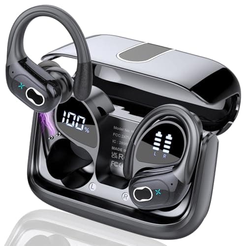 Wireless Earbuds 75hrs Bluetooth 5.4 Headphone Sport, 2026 Bluetooth Earbuds Stereo Deep Bass Over Ear Bud with Earhooks, ENC Noise Cancelling Mic, IPX7 Waterproof Earphone for Gym/Running/Workout