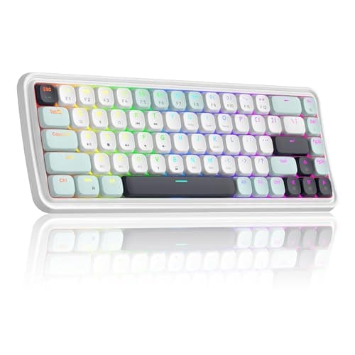 MageGee 60% Slim Wireless Creamy Mechanical Keyboard,Moon68 RGB Backlit Gaming Keyboard,Quiet 2.4G/BT5.0/USB-C Blue Tooth 68Keys with Short Red Switches for PC MAC Xbox(Sky Blue)