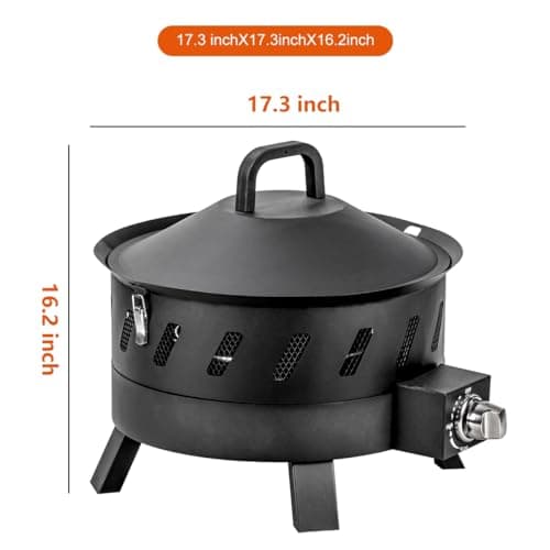 EcoNook 17.3 inch Portable Propane Fire Pits, Gas Fire Pit Bowl for Outside with Lid & Handle, Smokeless Gas Firebowl,Propane Firepit for Camping, Patio, Yard, Garden 6